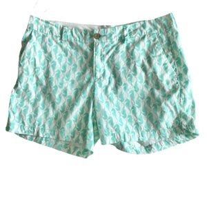 Old Navy Turquoise Seahorse Print Mid Rise Twill Shorts 10